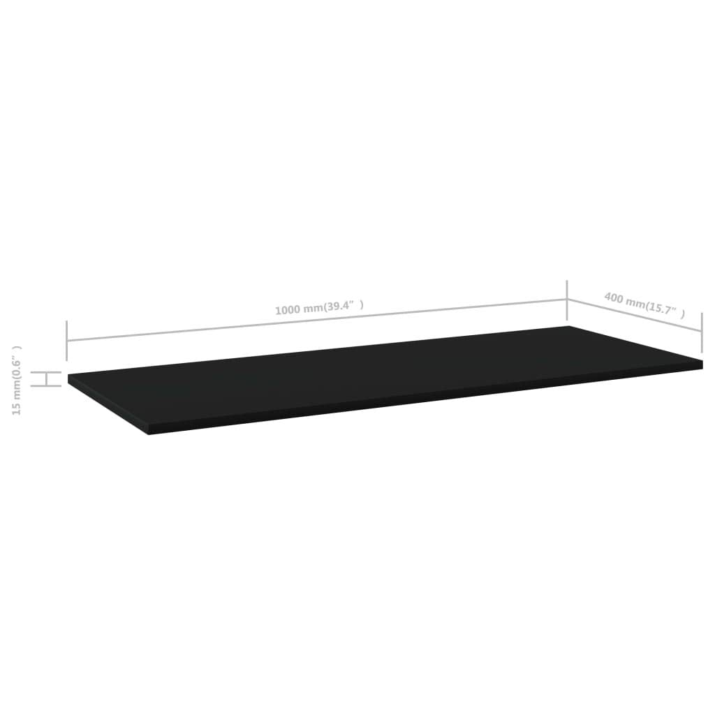 vidaXL Black Bookshelf Boards - Set of 4-39.4&quot;x15.7&quot;x0.6&quot; Modern Design Engineered Wood Panels/Shelves for Home Storage