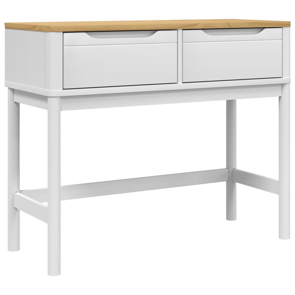 vidaXL Console Table Floro Solid White Pine Wood 89.5 x 36.5 x 73 cm, Sofa Table, Hallway Table, Table Behind the Sofa, Hallway 