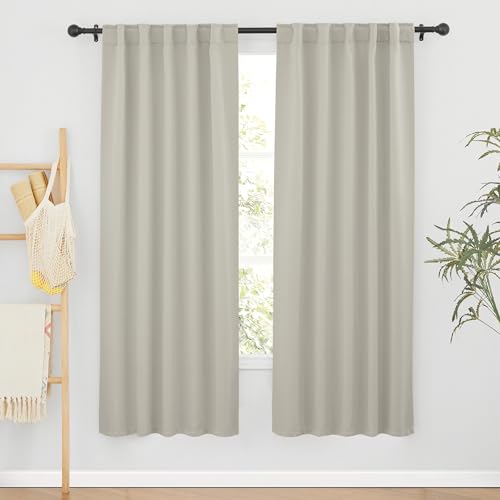 Ryb Home Blackout Curtains For Living Room, Privacy Thermal Insulating Window Treatment Drapes For Bedroom Dining Home Office Basement, W 42 X L 72 Inches, Natural, 2 Panels
