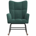 vidaXL Rocking Chair-Dark Green Velvet Lounge Seat-Stylish Padded Foam-Chic Home Decor with Durable Steel Frame