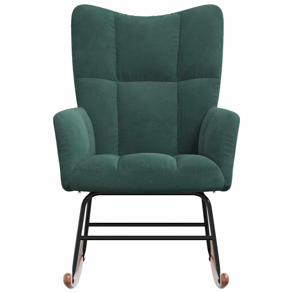 vidaXL Rocking Chair-Dark Green Velvet Lounge Seat-Stylish Padded Foam-Chic Home Decor with Durable Steel Frame