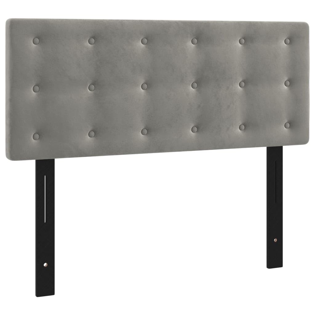 vidaXL Velvet Upholstered Headboard in Light Grey - Classic Design, Solid Larch Wood, Foam Filled, Perfect for Bedroom, Size: 39.4&quot;x2&quot;x30.7&quot;/34.6&quot;