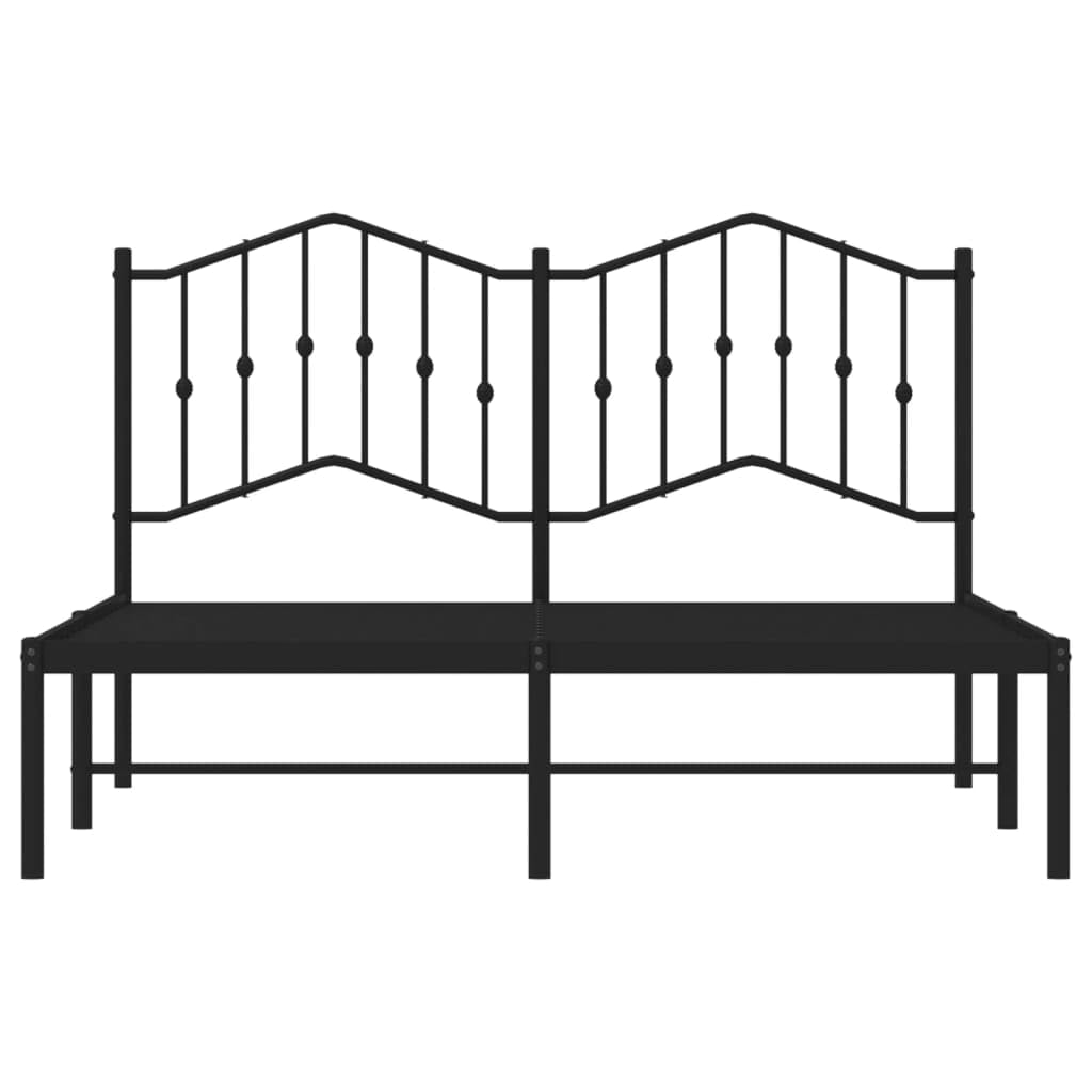 vidaXL Black Metal Bed Frame with Supportive Headboard - Robust Steel Construction, Providing Extra Underneath Storage Space