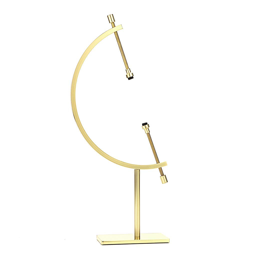 JUXYES Golden Toned Sphere Holder Caliper Stand, Caliper Style Display Stand For Mineral, Ornament, Gem, Shell, Coin, etc (M)