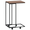 vidaXL Black Side Table with Wheels, C-Shaped Engineered Wood and Iron Frame, Ideal as Coffee Table, Sofa Table, Bedside Shelf