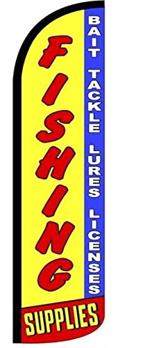 4 Less Co Fishing Supplies Bait Tackle Lures Swooper Feather Flag Windless Banner Sign 3X11.5 Ft Tall (Flag Only) Yz