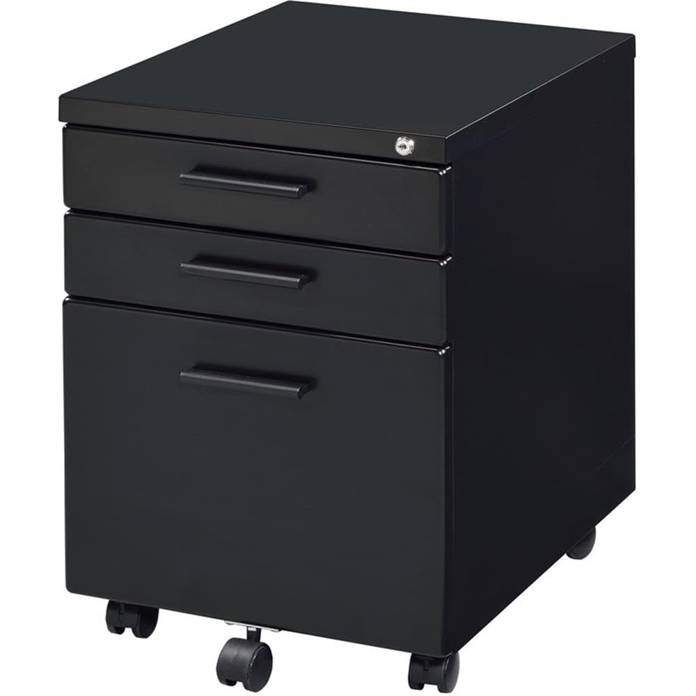 Acme Peden Wooden Rectangular 3-Drawer File Cabinet With Casters In Black