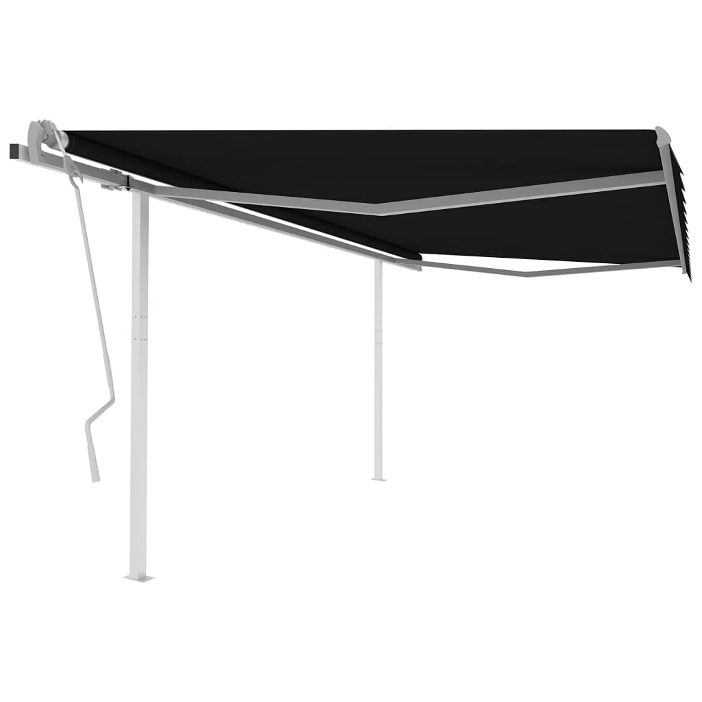 vidaXL Manual Retractable Awning with Posts 157.5&quot;x118.1&quot; Anthracite