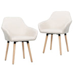 vidaXL Set of 2 Dining Chairs in Cream Fabric - Ergonomically Designed, Comfort Padded Seat and Armrests, Solid Wood Legs