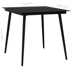 vidaXL Powder-Coated Steel and Glass Patio Dining Table in Black, Weather-Resistant with Significant Durability – Ideal for Garden, Patio, Dining Room.
