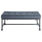Acme Brantley Tufted Bench with Metal Frame in Gray and Sandy Gray Velvet