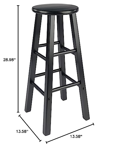 Ergode Wood Element Bar Stool Set - Sleek Black Finish, Solid Wood Construction, Versatile Design, 220lbs Weight Capacity, 8 Crossbars for Stability, Compact Size, Easy Assembly - 2-Pc Set