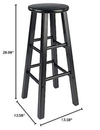 Ergode Wood Element Bar Stool Set - Sleek Black Finish, Solid Wood Construction, Versatile Design, 220lbs Weight Capacity, 8 Crossbars for Stability, Compact Size, Easy Assembly - 2-Pc Set