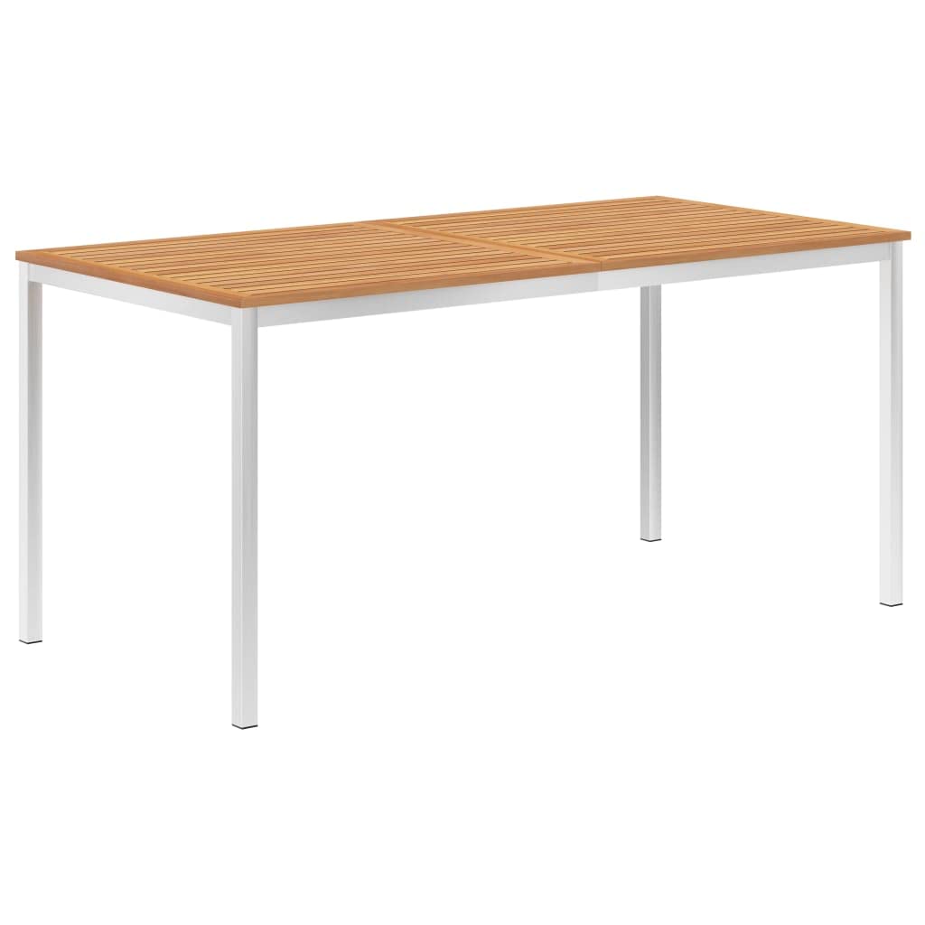 Vidaxl Patio Dining Table 63&quot;X31.5&quot;X29.5&quot; Solid Teak Wood And Stainless Steel