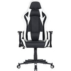 Commando Ergonomic Gaming Chair in Black and White with Adjustable Gas Lift Seating, Lumbar and Neck Support