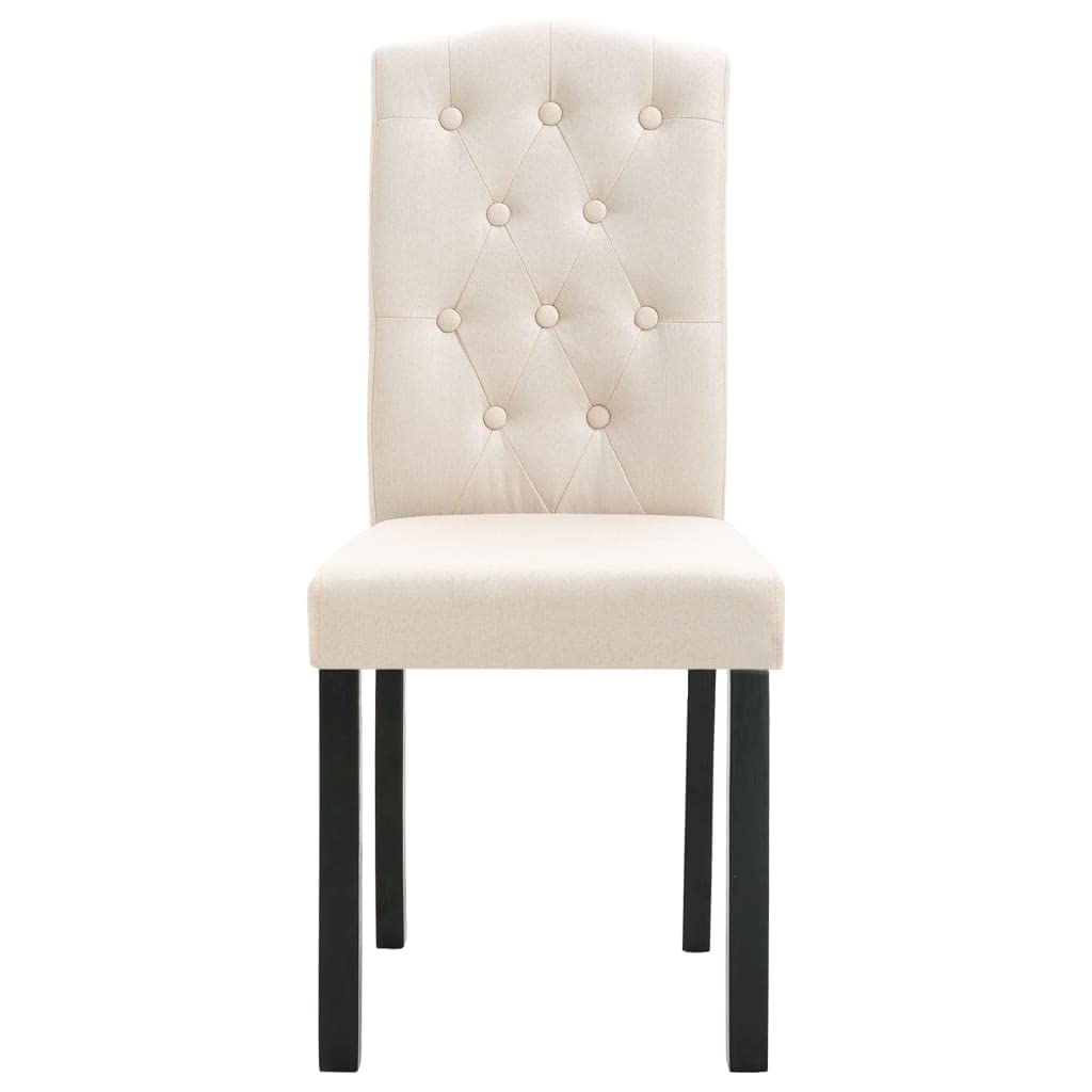 vidaXL Ergonomic Dining Chairs - Set of 4 in Cream Fabric with Solid Wooden Legs, Comfortable Upholstery for Kitchen and Dining Room