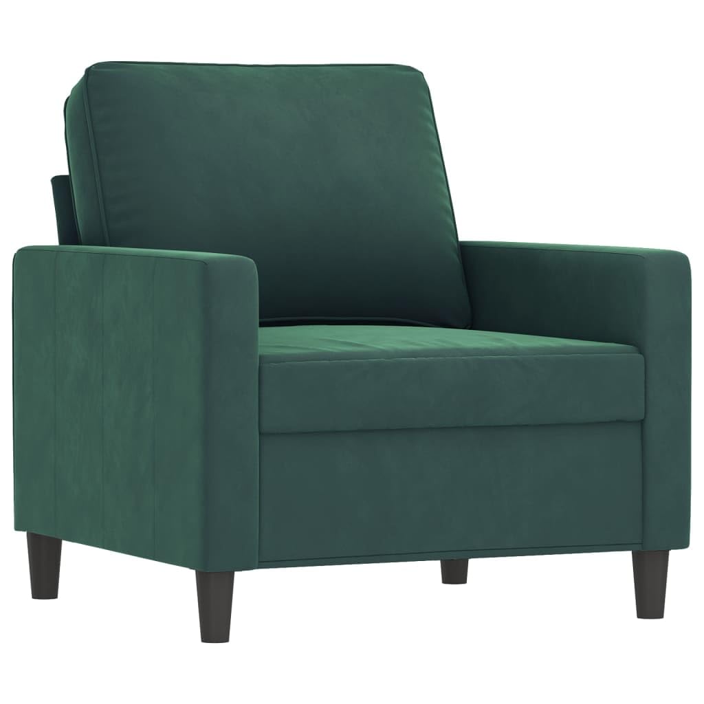 vidaXL Velvet Sofa Chair in Dark Green - Comfortable Armchair with Luxurious Velvet Fabric, Robust Metal Frame and Eye-catching Modern Design
