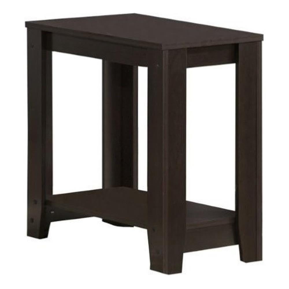 Monarch Specialties I Accent End Side-Lamp Table With Shelf, 24&quot; X 12&quot; X 22&quot;, Cappuccino
