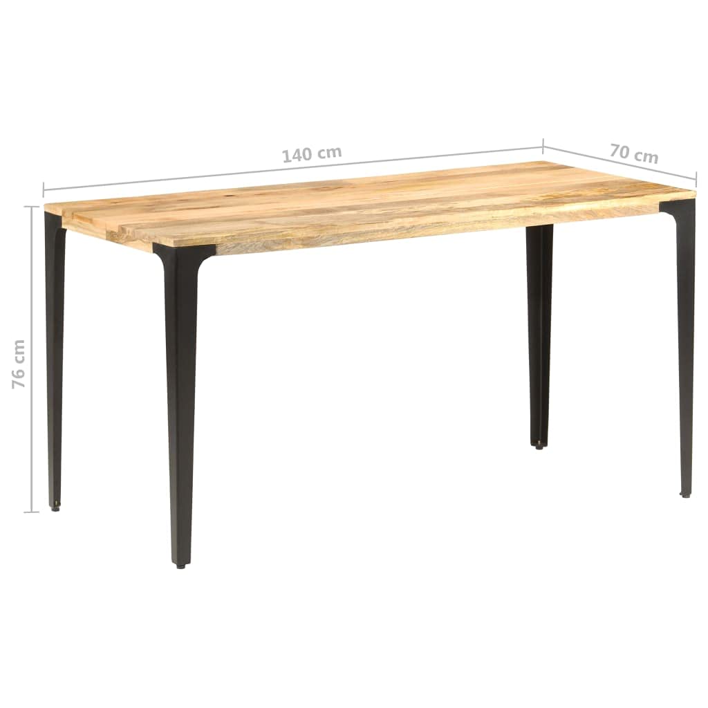 vidaXL Solid Mango Wood Dining Table - Durable, Industrial Design, Powder-Coated Steel Legs, Easy Assembly, Rectangular Shape, Brown, 55.1&quot;x27.6&quot;x29.9&quot;