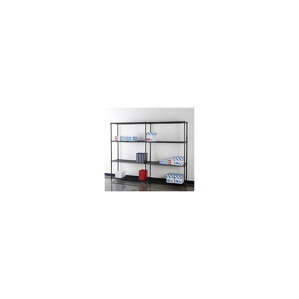 Lorell Starter Shelving Unit, 4 Shelves/4 Posts, 36 By 18 By 72-Inch, Black