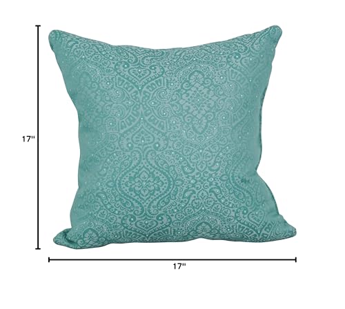 Blazing Needles Square Polyester Jacquard Throw Pillow, 17", Mabul Seaglass