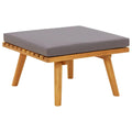 vidaXL Solid Acacia Wood Patio Footstool with Soft Cushion | Outdoor Furniture | Footrest Accessory | Light Wood & Dark Gray Cushion