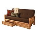 Kodiak Furniture Lodge Storage Futon with Linen Fabric Mattress in Natural/Brown