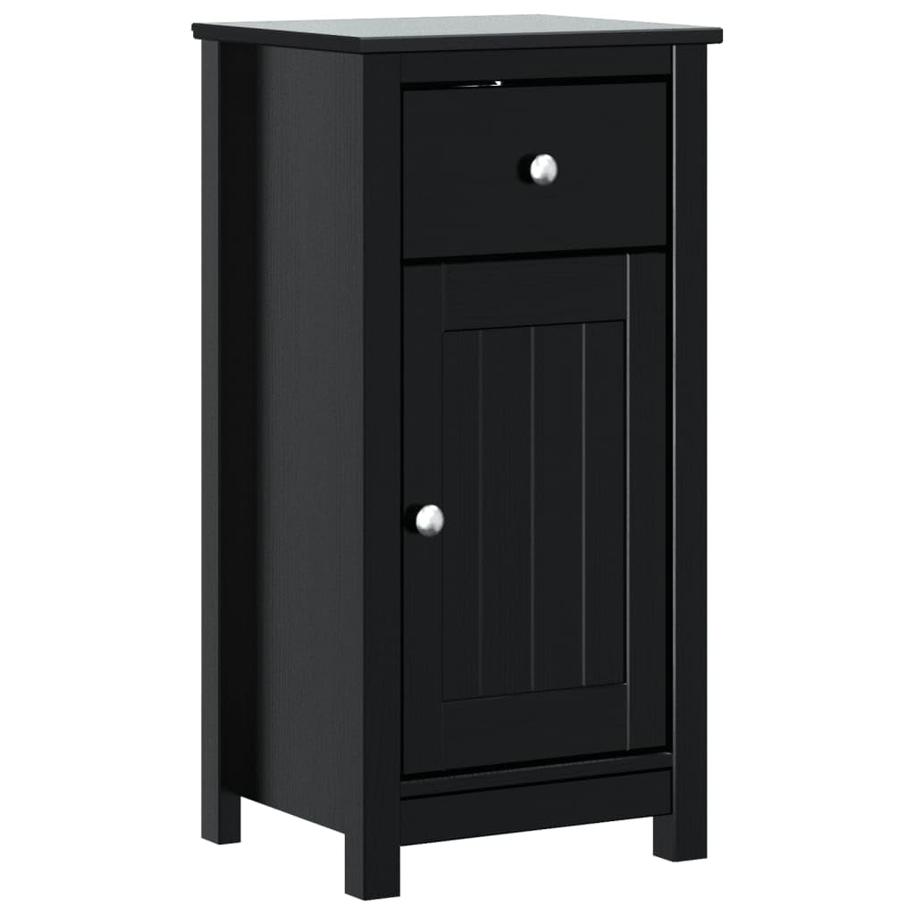 vidaXL Bathroom Cabinet Berg Range - Black Solid Pine Wood and Engineered Wood Construction - Compact Storage Unit - Modern Design