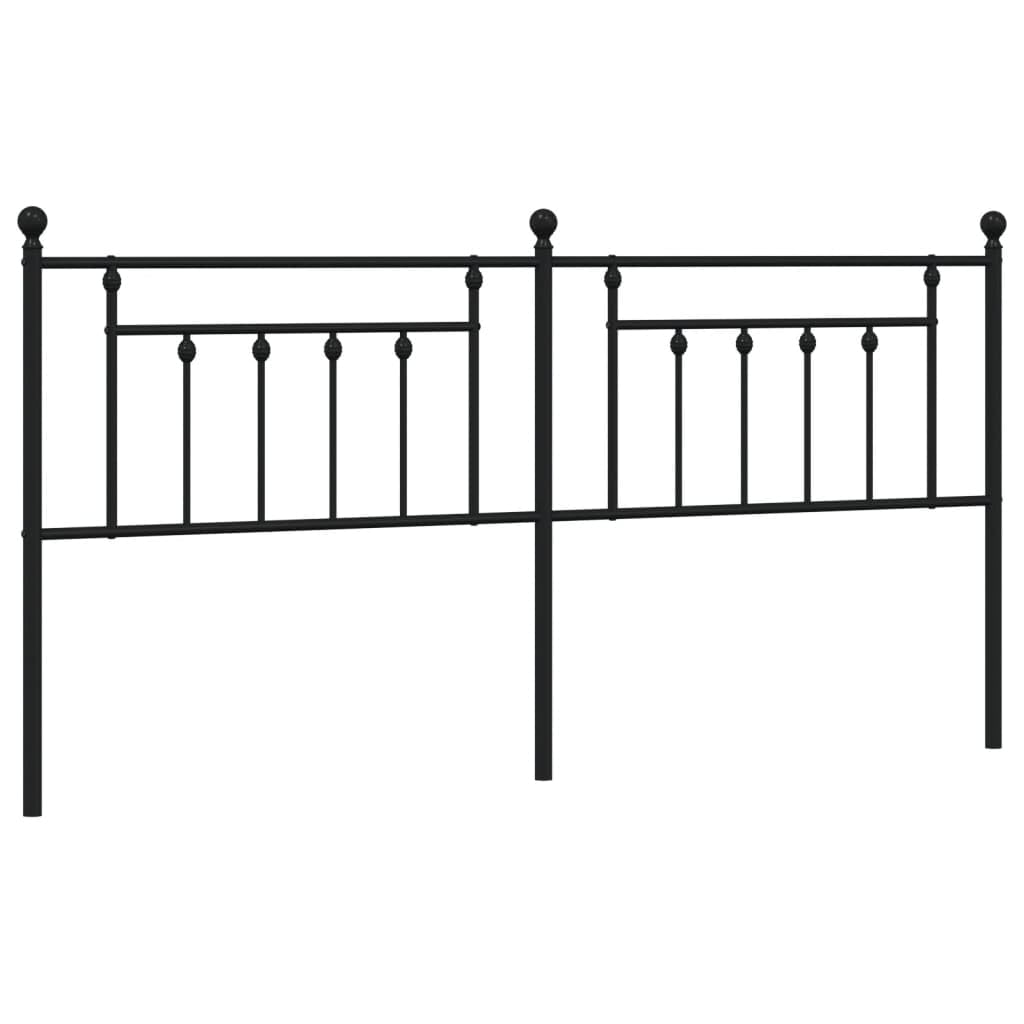 vidaXL Metal Bed Headboard in Black - Powder-Coated Steel Construction, Sturdy and Modern Design