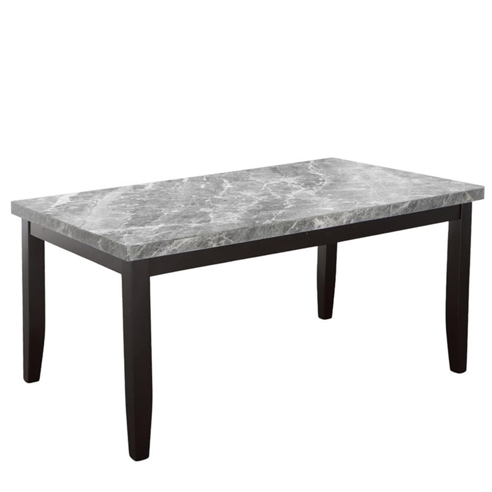 Steve Silver Furniture Napoli 6pc Grey Marble Dining Table Set, Transitional Design, 64&quot; Grey Marble Table w/ 4 Velvet Side Chairs w/Matching Velvet Bench, Dining Room, 64&quot; L x 38&quot; W x 30&quot; H, Grey