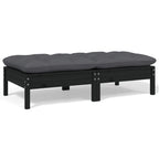vidaXL 2-Seater Patio Sofa - Outdoor Relaxation Furniture with Cushions, Flexible Modular Design, Made from Solid Pinewood, Black