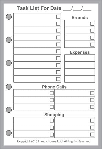 Pocket Size Daily Task Planner Insert, Sized And Punched For Pocket Notebook (3.25' X 4.75')