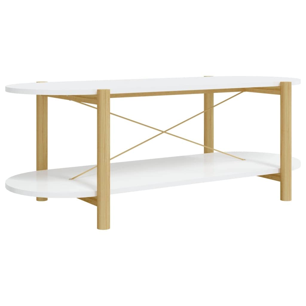 vidaXL Scandinavian Style Coffee Table in White - Sturdy Engineered Wood Construction with Smooth Finish & Ample Storage - Assembly Required