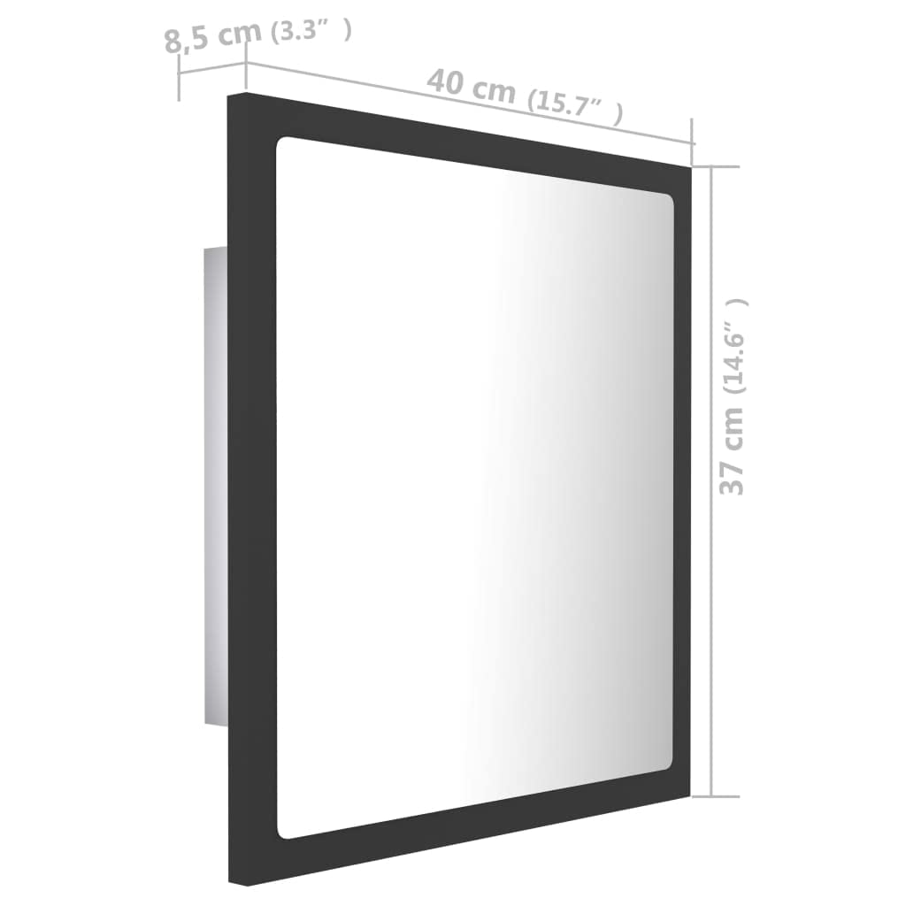 Vidaxl Led Bathroom Mirror Home Hallway Bedroom Laundry Room Washroom Vanity Unit Wall Mirror Furniture Gray 15.7&quot;X3.3&quot;X14.6&quot; Acrylic