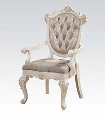 ACME Furniture Dining Chair, Rose Gold PU & Pearl White