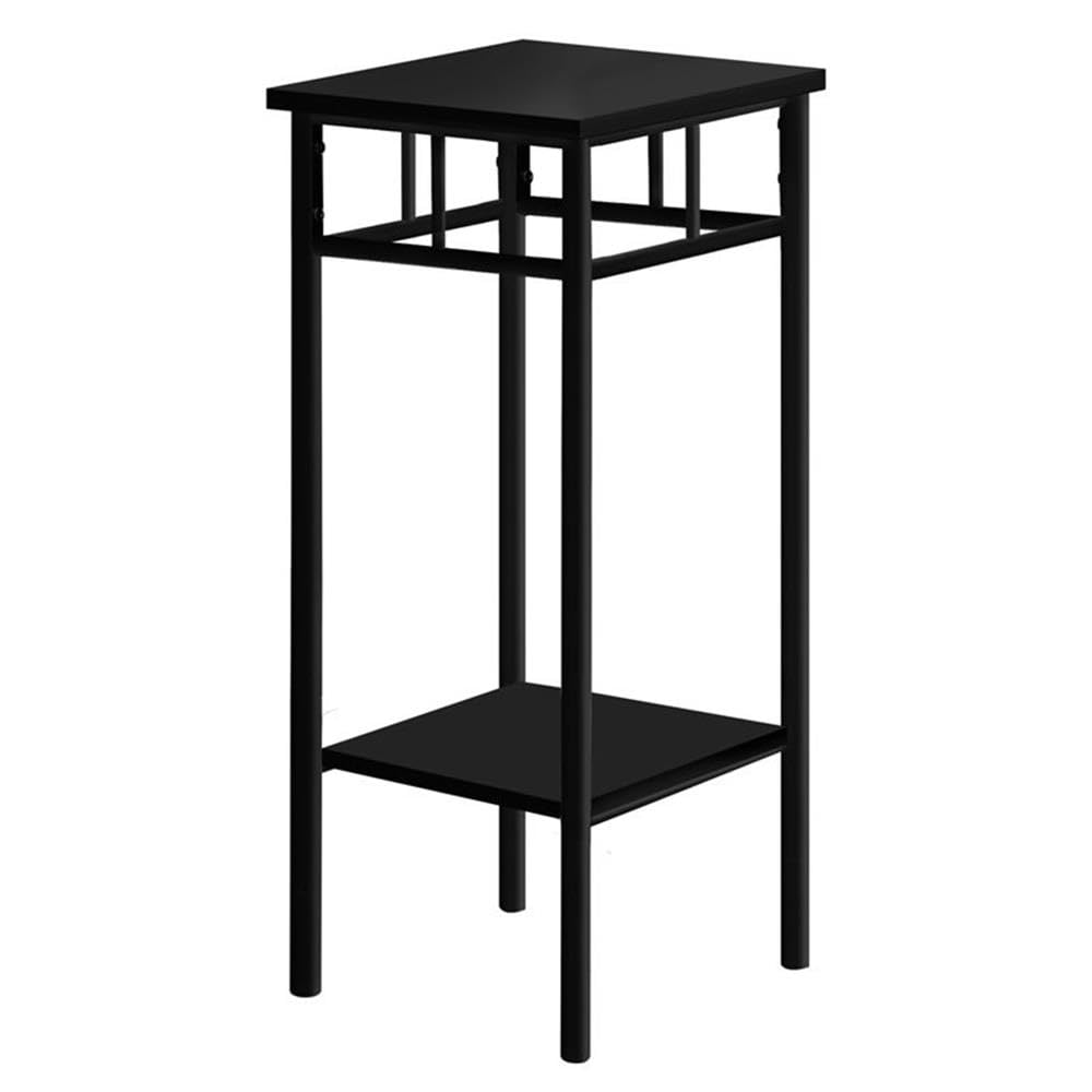 Monarch Specialties I 3278 Accent Table, Side, End, Plant Stand, Square, Living Room, Bedroom, Metal, Laminate, Black, Contemporary, Modern