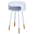 Acme Sonria Round Wooden End Table with 1 Compartment in White and Natural
