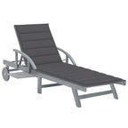 vidaXL Patio Lounge Chair, Outdoor Chaise Lounge Chair with Adjustable Backrest, Folding Sunlounger, Sunbed for Yard Poolside, Retro, Solid Wood