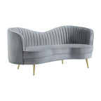 Coaster Home Furnishings Sophia 3-Piece Upholstered Living Room Set with Camel Back Grey and Gold