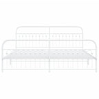 vidaXL King Metal Bed Frame with Headboard and Footboard - White Steel, 81.5"x78"x39.4", with Extra Storage Space