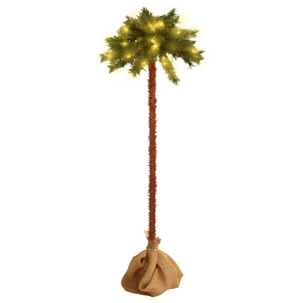 vidaXL - Artificial Palm Tree with 120 LEDs, 59.1&quot; High, Indoor Decoration, Green and Brown, Tropical Ambience, Easy Assembly Required