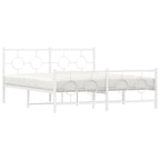 vidaXL White Metal Bed Frame-Industrial Double Bed with Headboard/Footboard, Bedroom Furniture, 81.5x61.4, Mattress Support