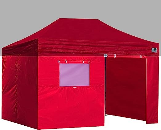 Eurmax Zippered Walls For 10 X 15 Canopy Tent,Enclosure Sidewall Kit With Roller Up Mesh Window And Door,4 Walls Only,(Red)