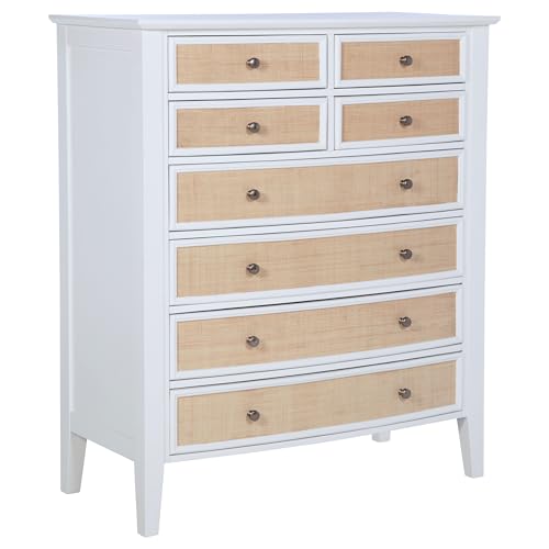 Coaster Home Furnishings Bexhill Farmhouse Wood 8-Drawer Bedroom Chest of Drawers Chiffonier Clothing Storage Cabinet Bedroom Armoire Tall Dresser Organizer Unit White 223475