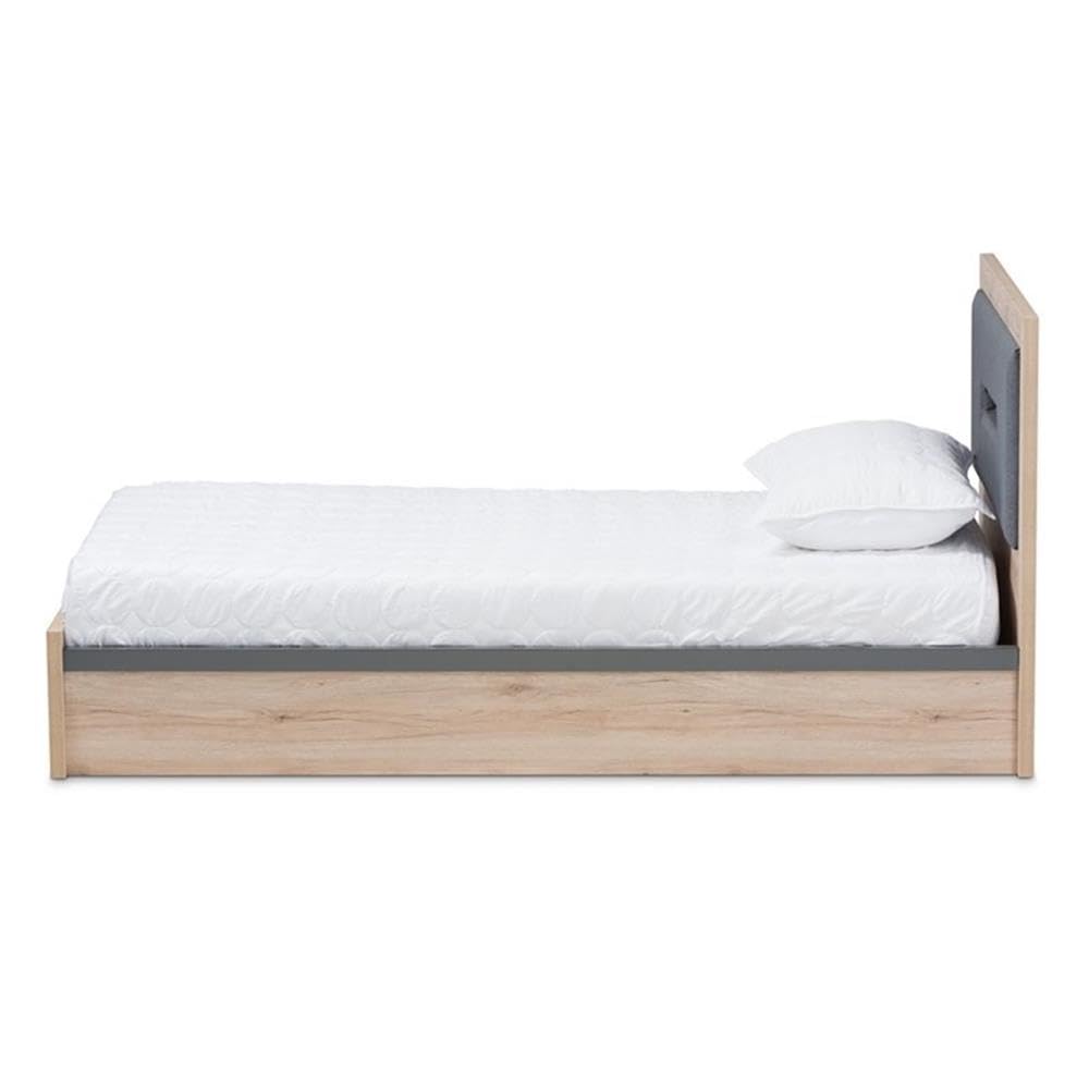 Baxton Studio Pandora Twin Storage Platform Bed in Gray and Oak Brown