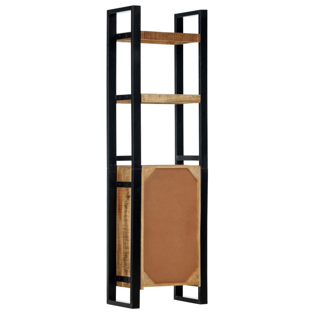 vidaXL Industrial-Style Freestanding Bookshelf with Solid Mango Wood Construction and Iron Stand - 19.7&quot;x11.8&quot;x66.9&quot;