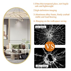 Protylctaster Oval Mirrors,Oval Bathroom Mirrors,20X28 Gold Mirror For Wall,Oval Wall Mirror,Bathroom Mirrors For Over Sink(Gold