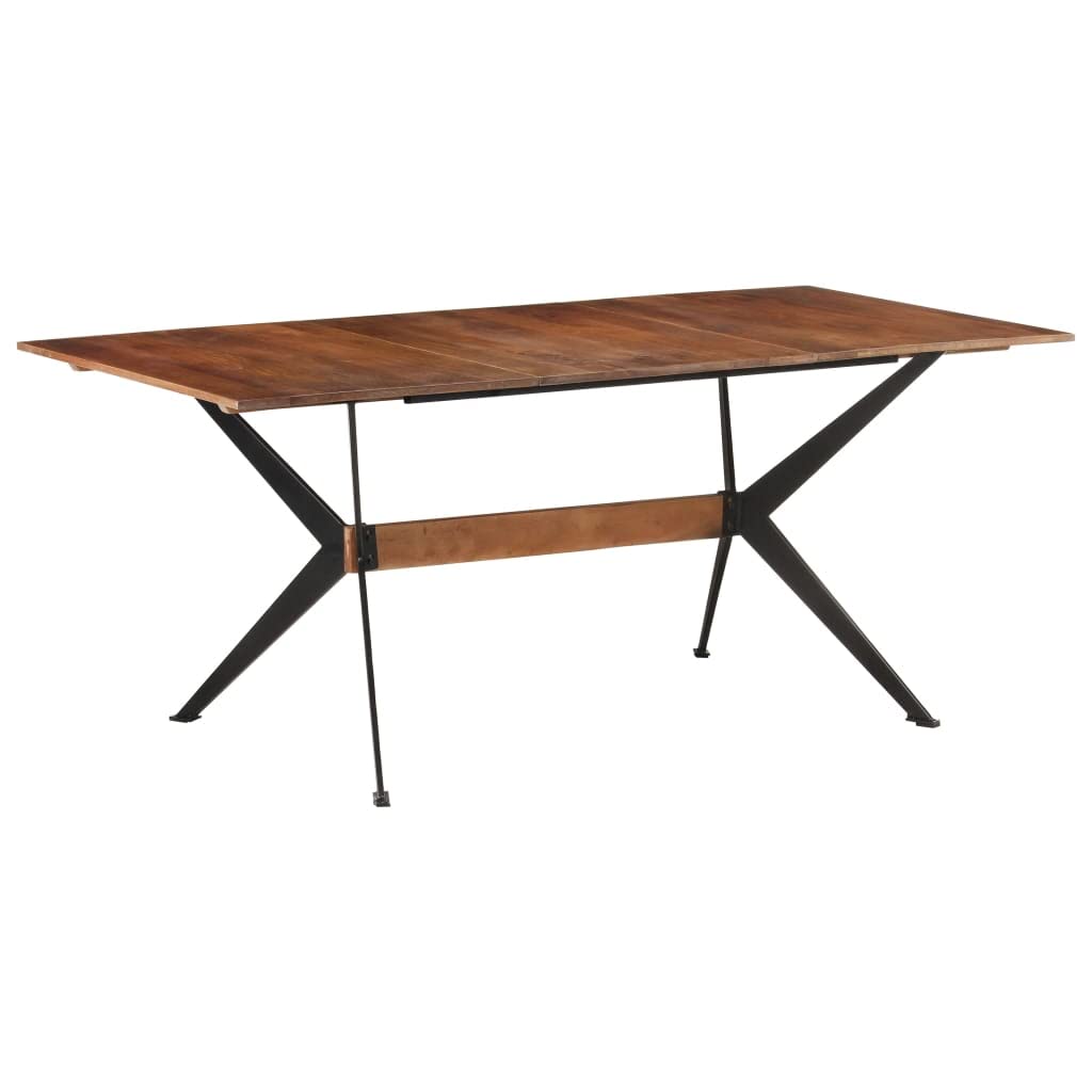 vidaXL Rectangular Dining Table - Industrial Style, Crafted from Solid Mango Wood with a Satin Finish, Durable, and Versatile Design - Size: 70.9&quot;x 35.4&quot;x 29.9&quot;, Brown Dark