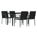 vidaXL 5-Piece Patio Dining Set with Cushions, Weather-Resistant PE Rattan and Stable Steel Frame, Tempered Glass Tabletop, Comfortable Seating for Patio, Garden, Outdoor Living Space