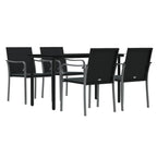 vidaXL 5-Piece Patio Dining Set with Cushions, Weather-Resistant PE Rattan and Stable Steel Frame, Tempered Glass Tabletop, Comfortable Seating for Patio, Garden, Outdoor Living Space